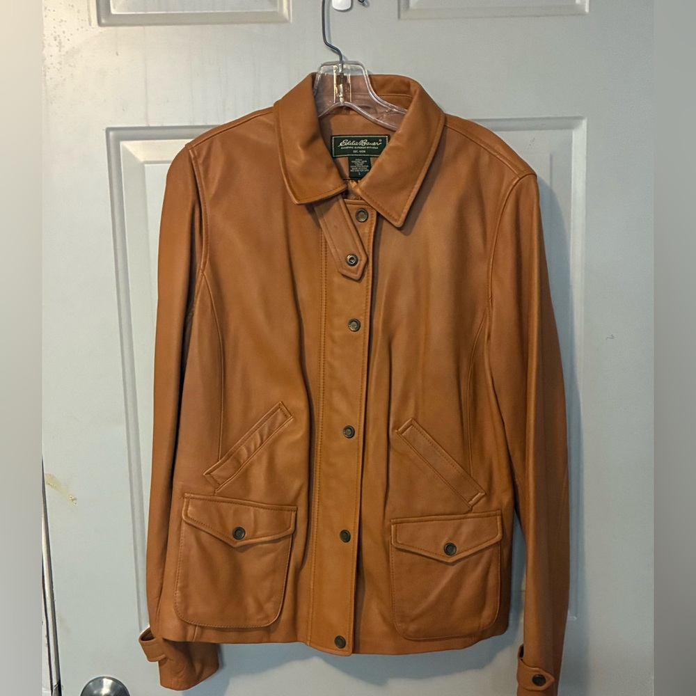 Eddie Bauer Women's Brown Leather Lambskin Jacket